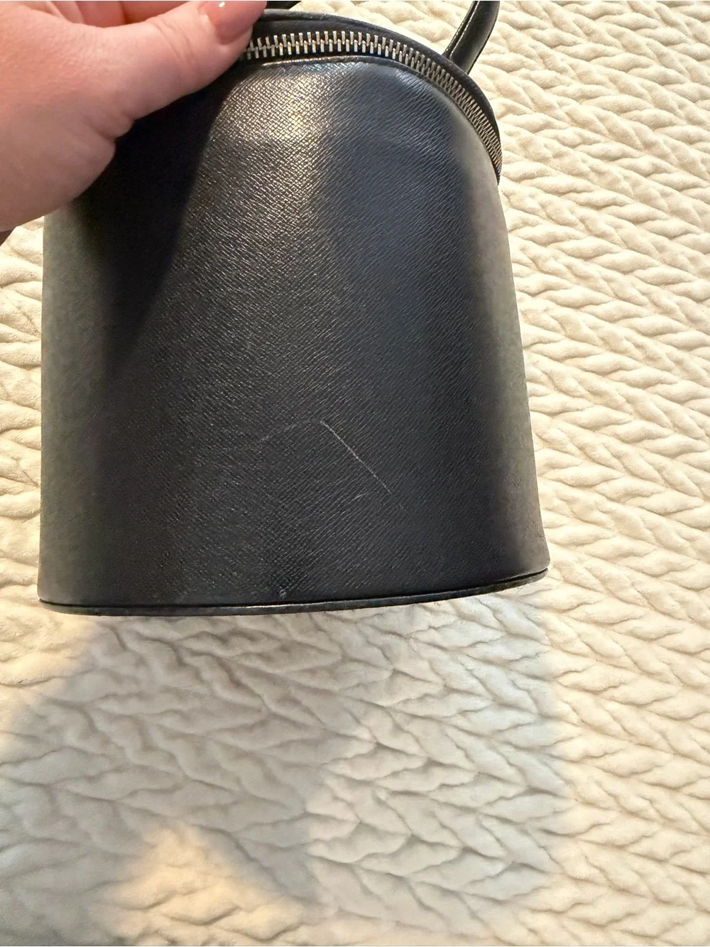 Burberry Black Leather Cylinder Vanity Bag